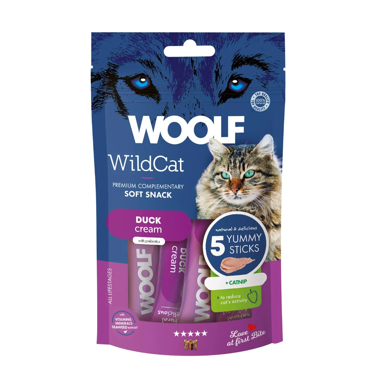 Woolf Wildcat Cream 5 stk - Cremet kattegodbid med and og catnip